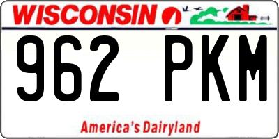WI license plate 962PKM