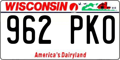 WI license plate 962PKO