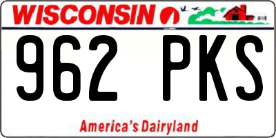 WI license plate 962PKS