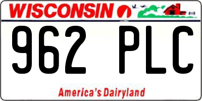 WI license plate 962PLC