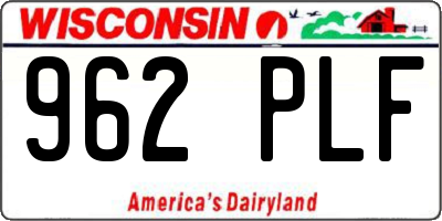 WI license plate 962PLF