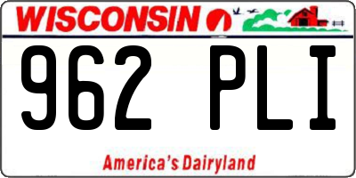 WI license plate 962PLI