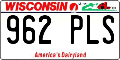 WI license plate 962PLS