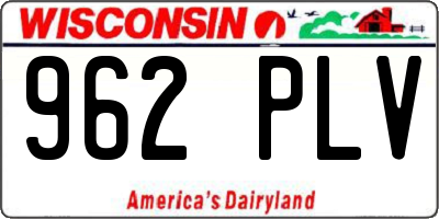 WI license plate 962PLV