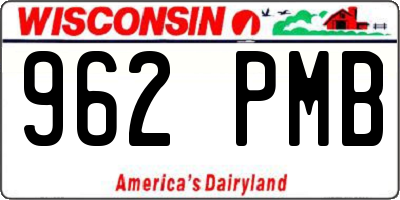 WI license plate 962PMB
