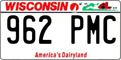 WI license plate 962PMC