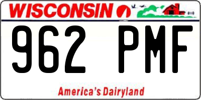 WI license plate 962PMF