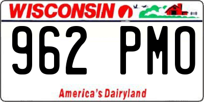 WI license plate 962PMO