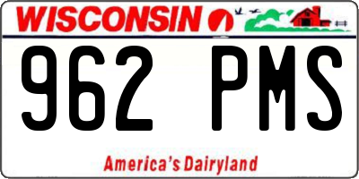 WI license plate 962PMS