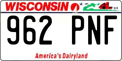 WI license plate 962PNF