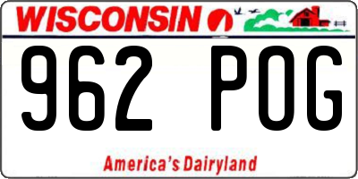 WI license plate 962POG