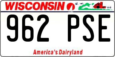 WI license plate 962PSE