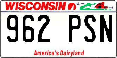 WI license plate 962PSN