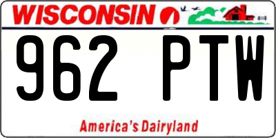 WI license plate 962PTW