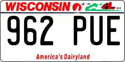 WI license plate 962PUE