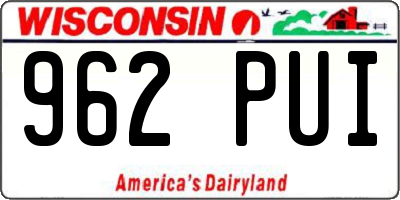 WI license plate 962PUI