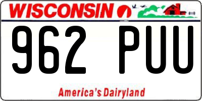 WI license plate 962PUU