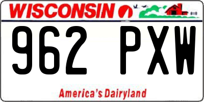 WI license plate 962PXW