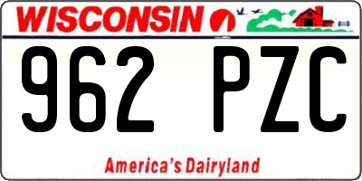 WI license plate 962PZC