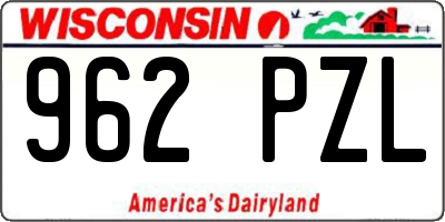 WI license plate 962PZL