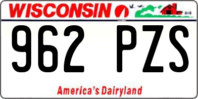 WI license plate 962PZS