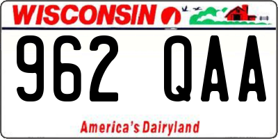 WI license plate 962QAA