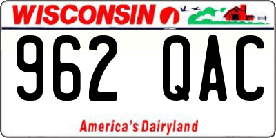 WI license plate 962QAC