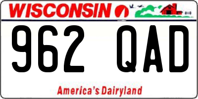WI license plate 962QAD