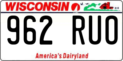 WI license plate 962RUO