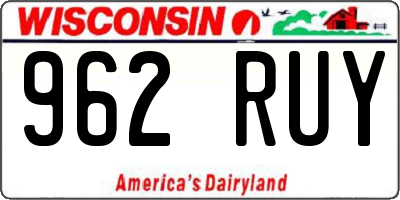 WI license plate 962RUY