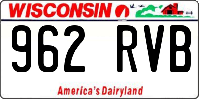WI license plate 962RVB