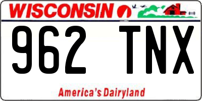 WI license plate 962TNX