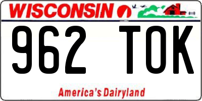 WI license plate 962TOK