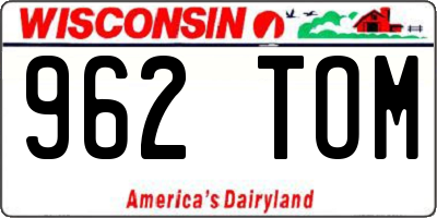 WI license plate 962TOM