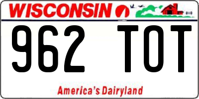 WI license plate 962TOT