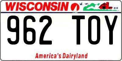 WI license plate 962TOY
