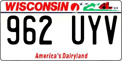 WI license plate 962UYV