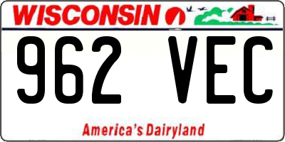 WI license plate 962VEC