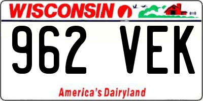 WI license plate 962VEK