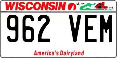 WI license plate 962VEM