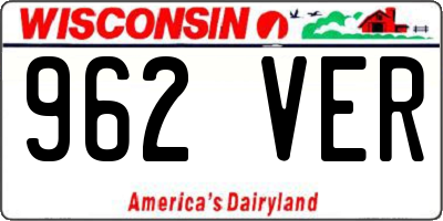 WI license plate 962VER