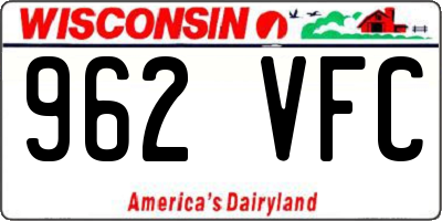 WI license plate 962VFC