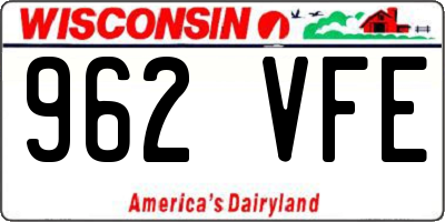 WI license plate 962VFE