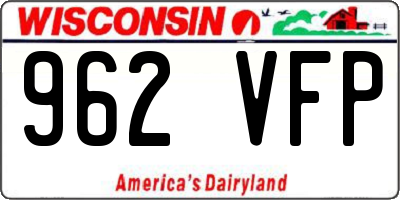 WI license plate 962VFP