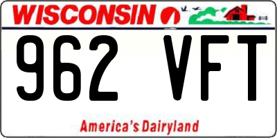 WI license plate 962VFT