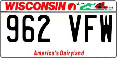 WI license plate 962VFW