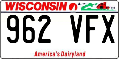 WI license plate 962VFX