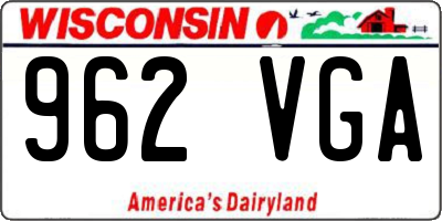 WI license plate 962VGA
