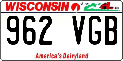 WI license plate 962VGB