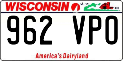 WI license plate 962VPO